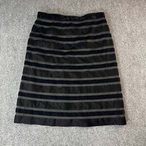 Doncaster Collection Women's Size 4 Black Gray Striped A-Line Skirt Side Zip